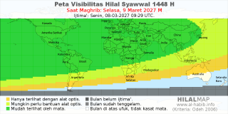 peta visibilitas hilal syawal 1448 H