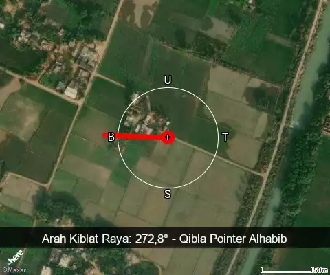 peta arah kiblat Raya: 272,8°