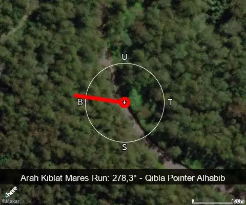 peta arah kiblat Mares Run: 278,3°