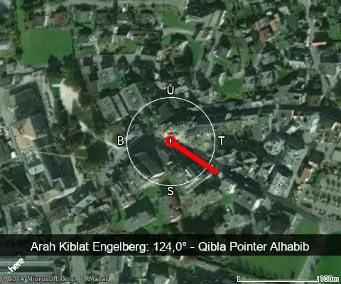 peta arah kiblat Engelberg: 124,0°