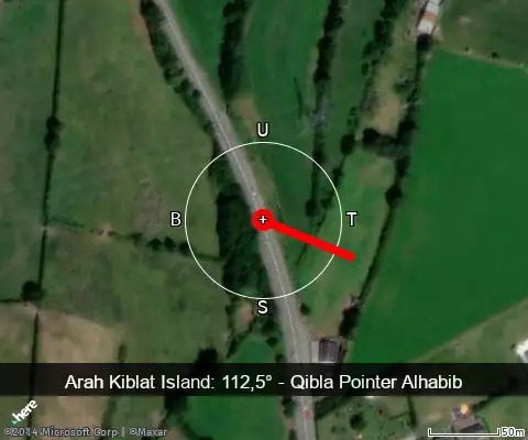 peta arah kiblat Island: 112,5°