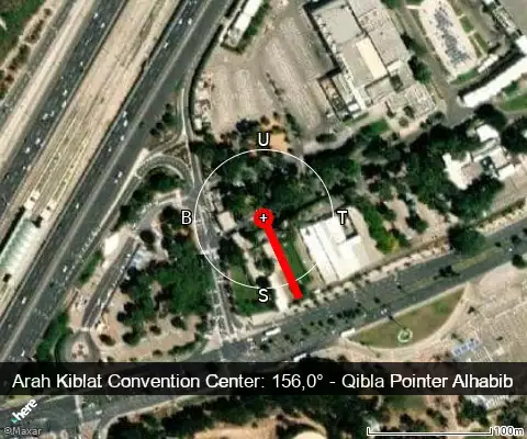 peta arah kiblat Convention Center: 156,0°