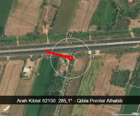 peta arah kiblat 62150: 285,1°