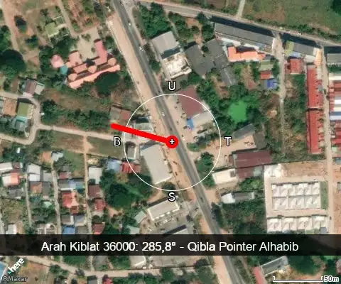 peta arah kiblat 36000: 285,8°