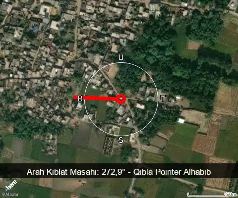 peta arah kiblat Masahi: 272,9°