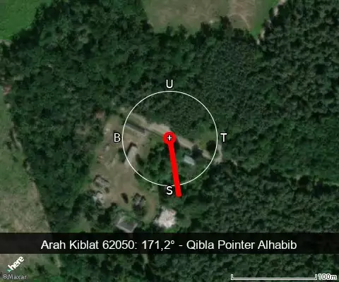 peta arah kiblat 62050: 171,2°