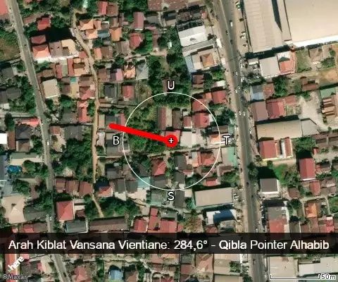 peta arah kiblat Vansana Vientiane: 284,6°