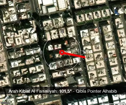 peta arah kiblat Al Faisaliyah: 101,5°