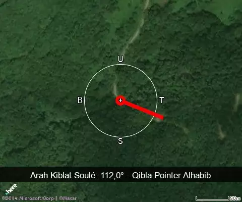 peta arah kiblat Soulé: 112,0°