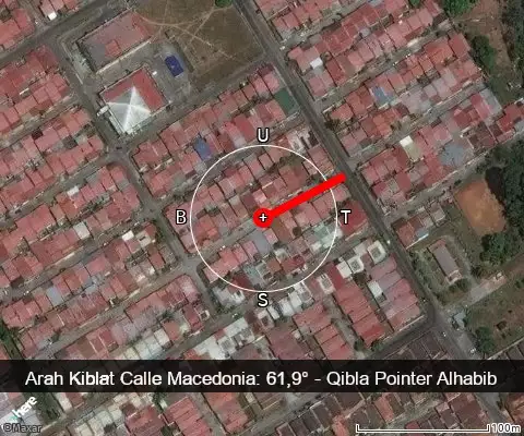 peta arah kiblat Calle Macedonia: 61,9°