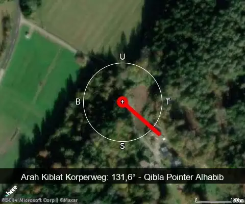 peta arah kiblat Korperweg: 131,6°