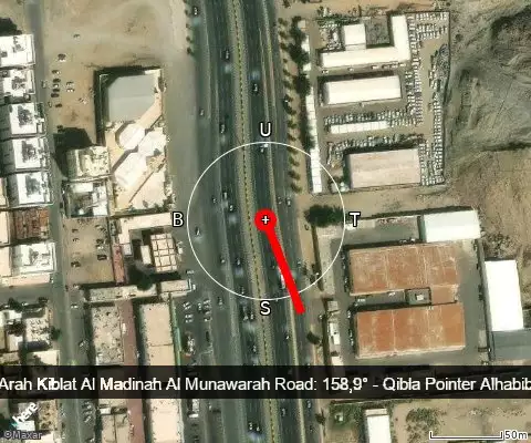 peta arah kiblat Al Madinah Al Munawarah Road: 158,9°