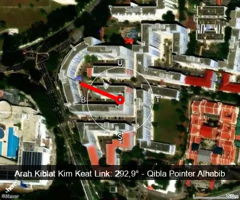 peta arah kiblat Kim Keat Link: 292,9°