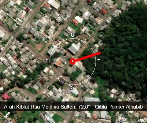 peta arah kiblat Rua Melânia Salton: 72,0°