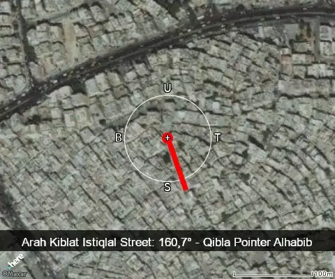peta arah kiblat Istiqlal Street: 160,7°