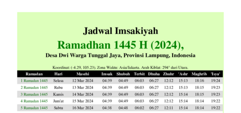 gambar Imsakiyah Ramadhan 1445 H (2024) untuk Desa Dwi Warga Tunggal Jaya, Provinsi Lampung, Indonesia