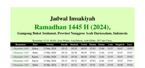 gambar Imsakiyah Ramadhan 1445 H (2024) untuk Gampong Buket Seulamat, Provinsi Nanggroe Aceh Darussalam, Indonesia