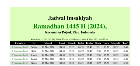 gambar Imsakiyah Ramadhan 1445 H (2024) untuk Kecamatan Pujud, Riau, Indonesia