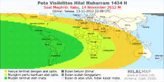 HilalMap: Peta Visibilitas Hilal Muharram 1434 H: rukyat tanggal 2012-11-14 M