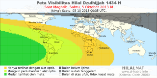 HilalMap: Peta Visibilitas Hilal Dzulhijjah 1434 H: rukyat tanggal 2013-10-5 M