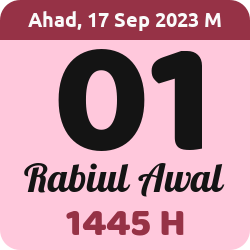 tanggal hijriyah hari ini, 2023-9-17 M, adalah 1 Rabi'ul Awal 1445 H