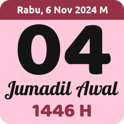 tanggal hijriyah hari ini, 2024-11-06 M, adalah 4 Jumadil Awal 1446 H