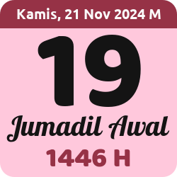 tanggal hijriyah hari ini, 2024-11-21 M, adalah 19 Jumadil Awal 1446 H