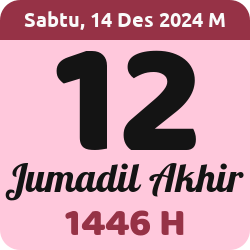 tanggal hijriyah hari ini, 2024-12-14 M, adalah 12 Jumadil Akhir 1446 H