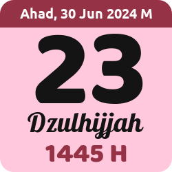 tanggal hijriyah hari ini, 2024-6-30 M, adalah 23 Dzulhijah 1445 H