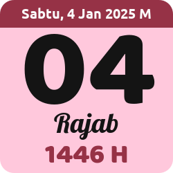 tanggal hijriyah hari ini, 2025-1-04 M, adalah 4 Rajab 1446 H