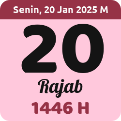 tanggal hijriyah hari ini, 2025-1-20 M, adalah 20 Rajab 1446 H