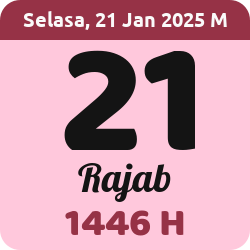 tanggal hijriyah hari ini, 2025-1-21 M, adalah 21 Rajab 1446 H