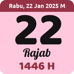 tanggal hijriyah hari ini, 2025-1-22 M, adalah 22 Rajab 1446 H