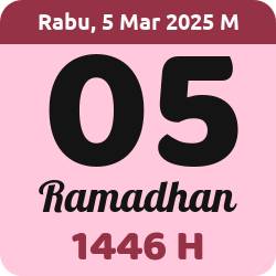 tanggal hijriyah hari ini, 2025-3-05 M, adalah 5 Ramadhan 1446 H